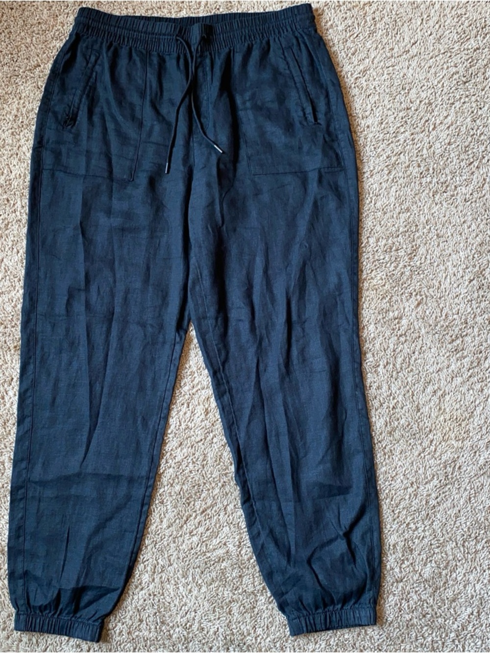 Athleta Linen Joggers Pants Womens Size Large Black 🖤
